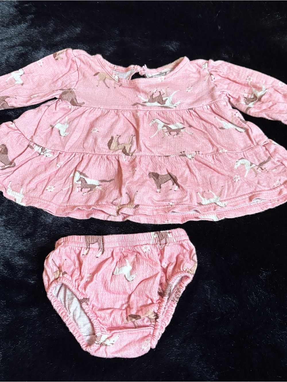 Baby Starters Pink Horse Print Tunic & Bloomer Set